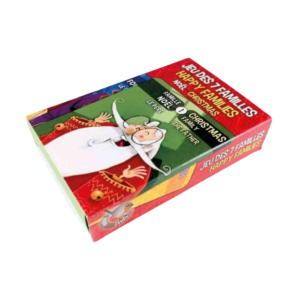 Une boîte colorée de Jeu des 7 familles : Famille Noël, dont la couverture est ornée d'un Père Noël festif.
