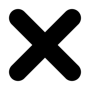 Un symbole en forme de X noir et audacieux aux extrémités arrondies sur fond blanc, ressemblant à une icône de fermeture ou de suppression.