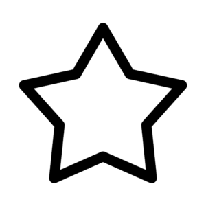 Le simple contour noir d'une étoile à cinq branches sur fond blanc. L'étoile est creuse au centre et sa forme est dessinée par des lignes épaisses.
