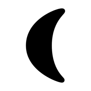 Une simple demi-lune noire sur fond gris clair.