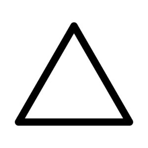Le simple contour noir d'un triangle équilatéral sur fond blanc.