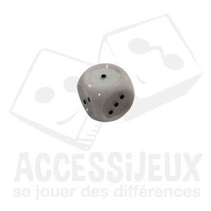 Dé tactile 6 faces 2,5cm blanc