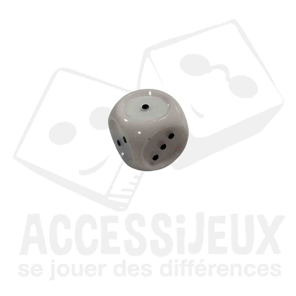 Dé tactile 6 faces 2,5cm blanc