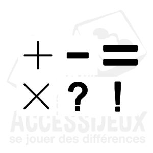 Stickers en relief mixte (plus, moins, égal, croix, point d'interrogation, point d'exclamation)