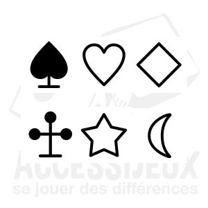 Stickers en relief mixte (pique, cœur, carreau, trèfle, étoile, lune)